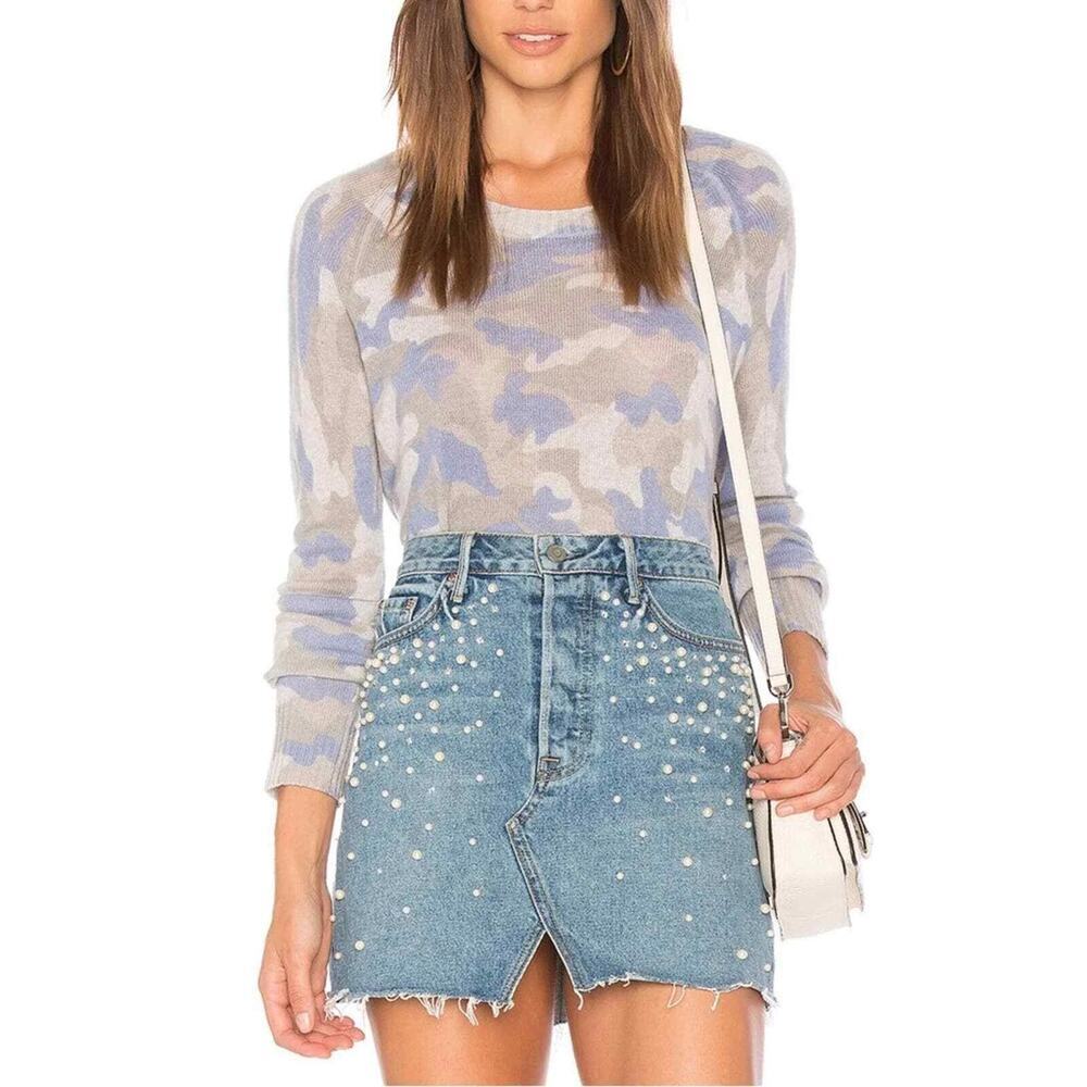 Lisa Todd Summer Camo Printed Pop Split Neck Linen Pullover Sweater Multi Small